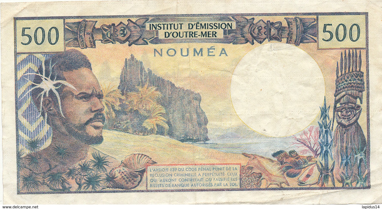 BILLET CINQ CENTS FRANCS-BANQUE  NOUVELLE CALEDONIE INSTITUT D4EMISSION D'OUTRE MER  NOUMEA - Nouméa (Neukaledonien 1873-1985)