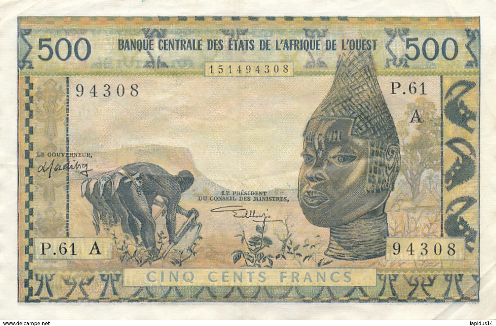 BILLET CINQ CENTS FRANCS-BANQUE  CENTRALE DES ETATS DE L'AFRIQUE DE L'OUEST - West-Afrikaanse Staten