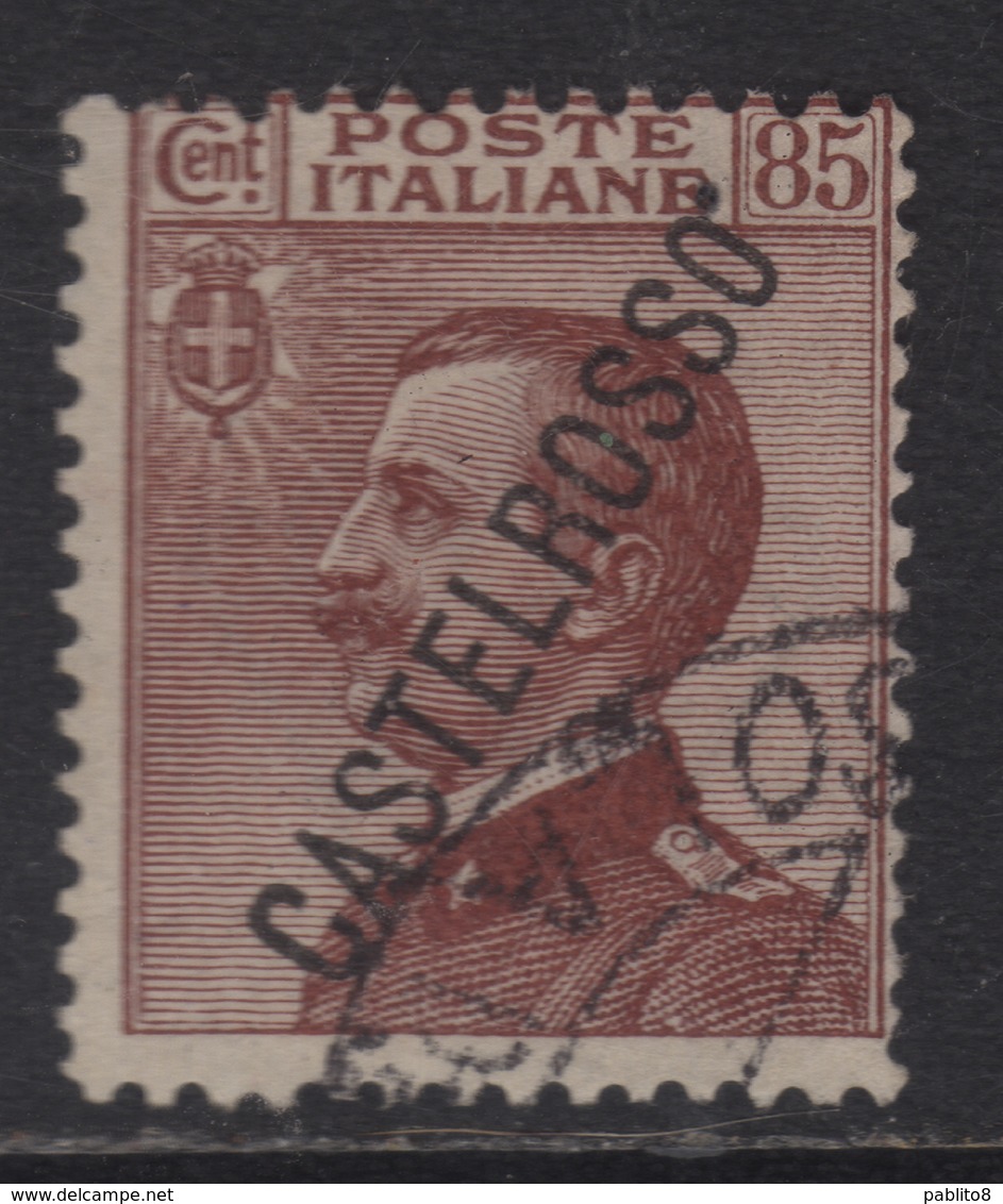 COLONIE ITALIANE CASTELROSSO 1924 SOPRASTAMPATO D'ITALIA ITALY OVERPRINTED CENT. 85c USATO USED OBLITERE' - Castelrosso