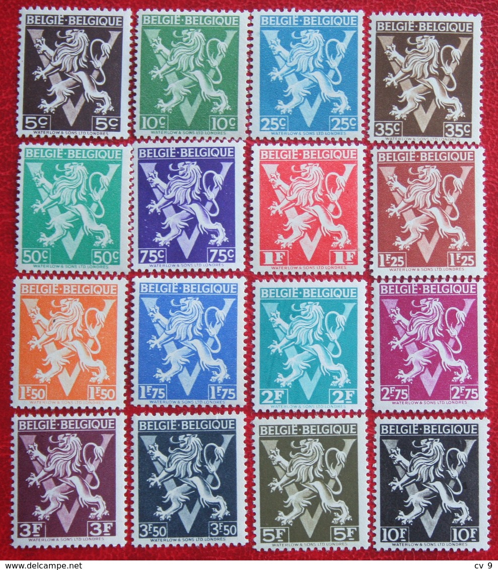 Heraldieke Leeuw Met Grote V Complete Set 1944 OBP 674A-689A (Mi 692-707 Type I) POSTFRIS / MNH ** BELGIE BELGIUM - Nuevos