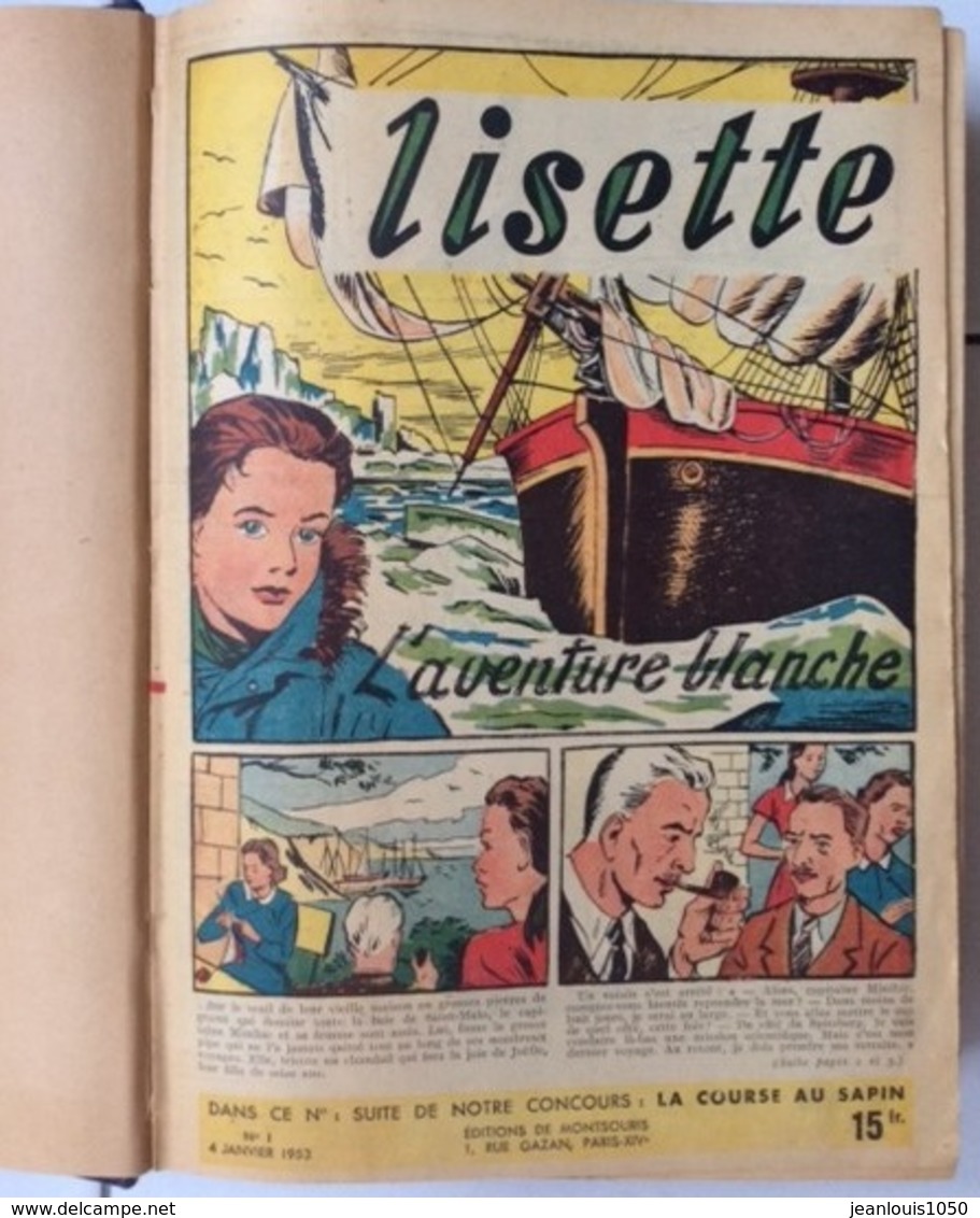 LISETTE DU N° 1"-4 JANVIER 1953- AU N°52-27 DECEMBRE 1953- DANS SOLIDE RELIURE EN DEMI BUFFLE - Lisette