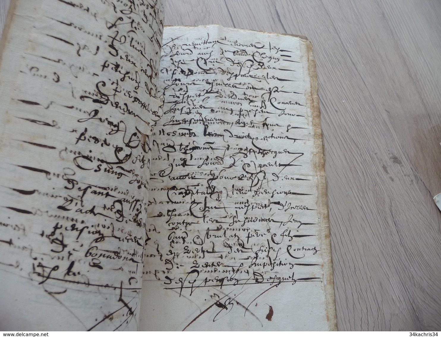 Manuscrit Papier Couverture Velin 1614 Attestations Pensions Jean Baud Brulat De Malemort 5 P Petit Manque En 1 - Manuskripte