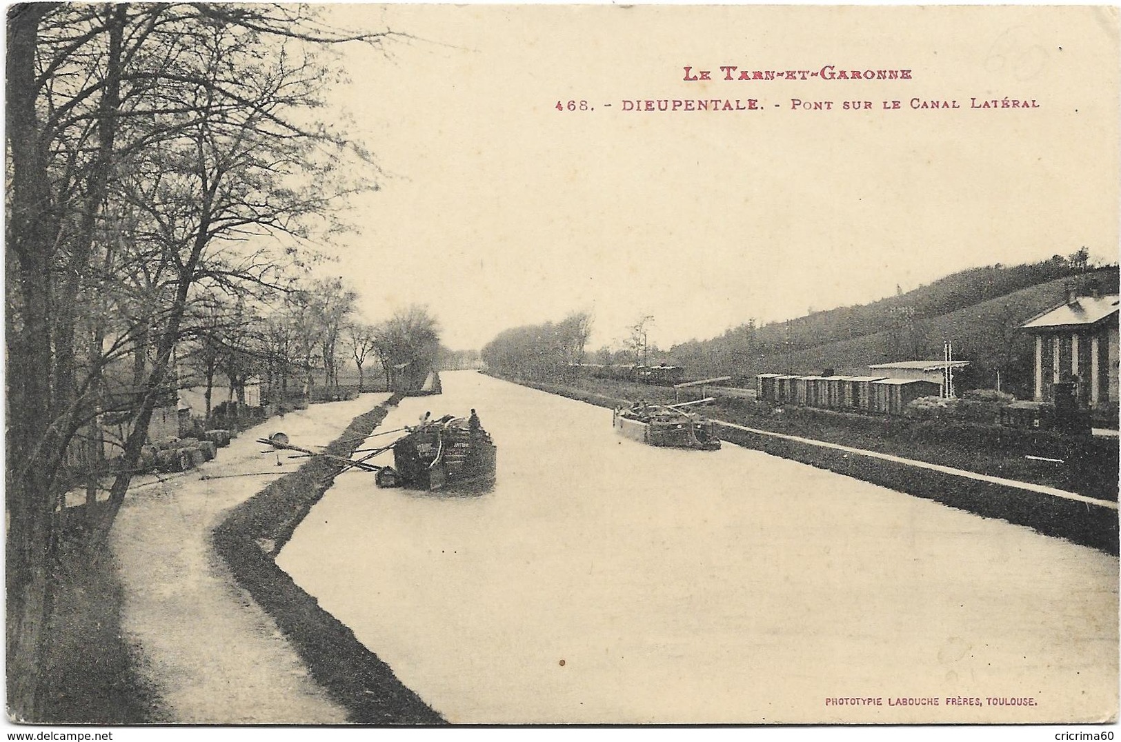 82 - DIEUPENTALE -Tarn-et-Garonne) - Pont Sur Le Canal Latéral. Animée, Péniche. - Houseboats