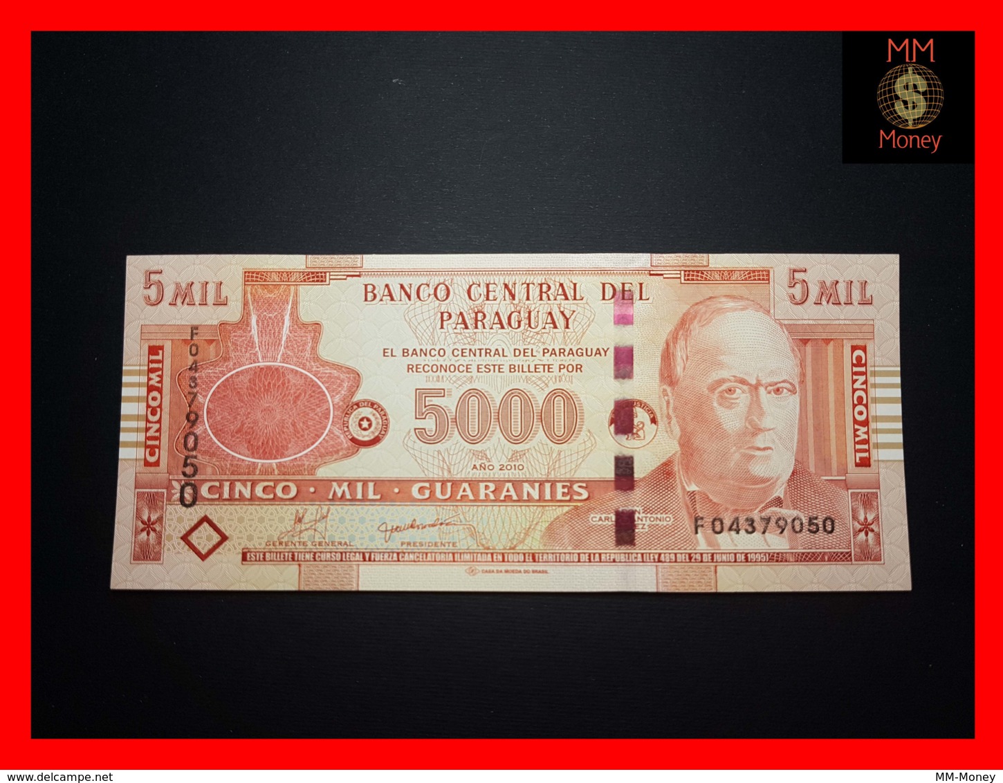 PARAGUAY 5.000 5000 Guaranies 2010  "serie F"  P. 223   Unc - Paraguay