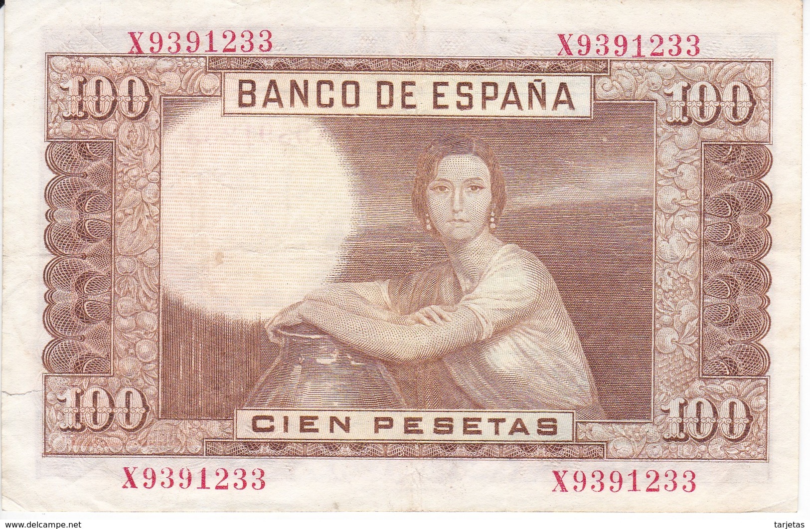 BILLETE DE ESPAÑA DE 100 PTAS DEL 7/04/1953 SERIE X  (BANKNOTE) - 100 Pesetas