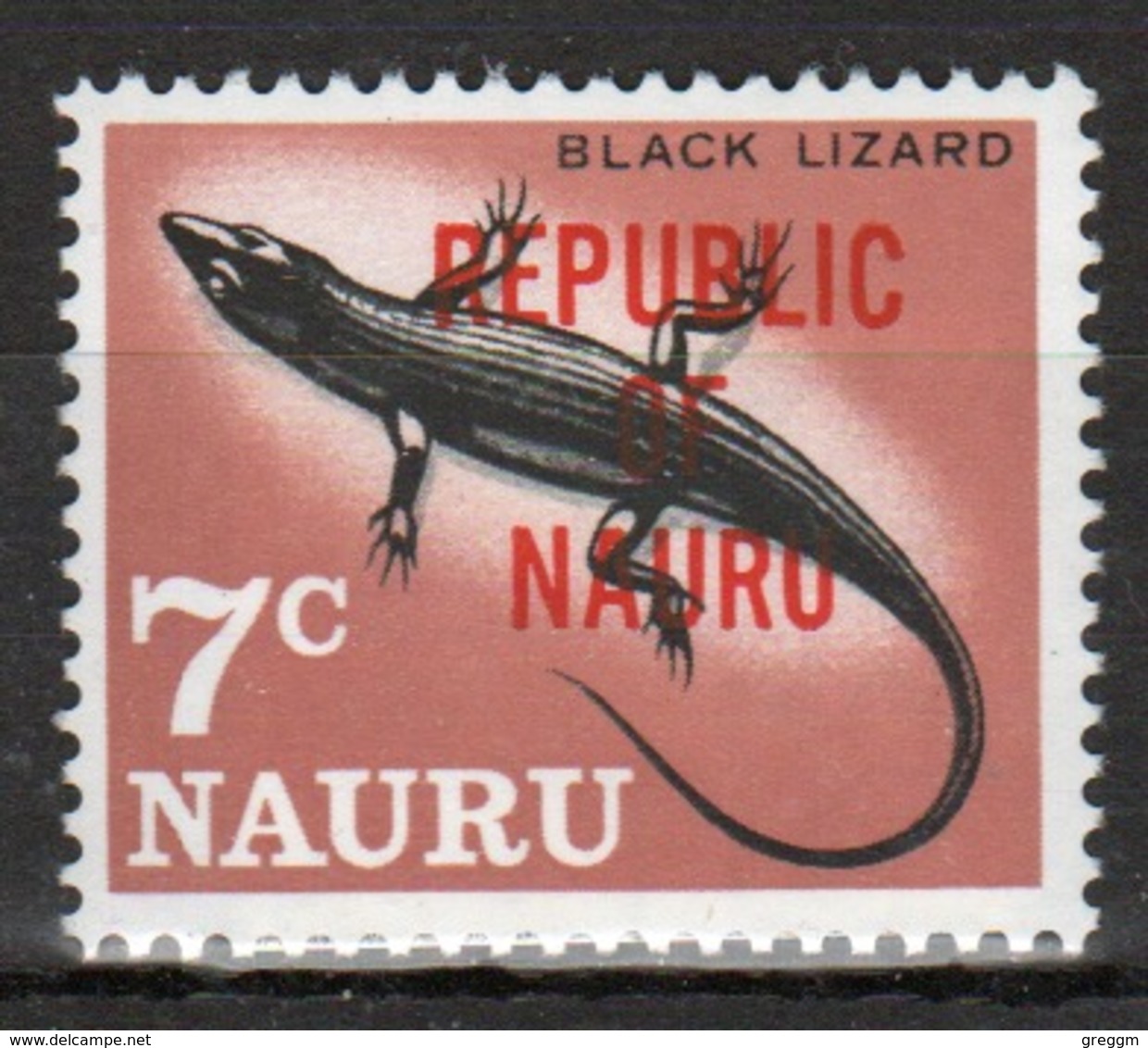 Nauru Single 7c Stamp From 1968 Definitive Set Overprinted Republic Of Nauru. - Nauru