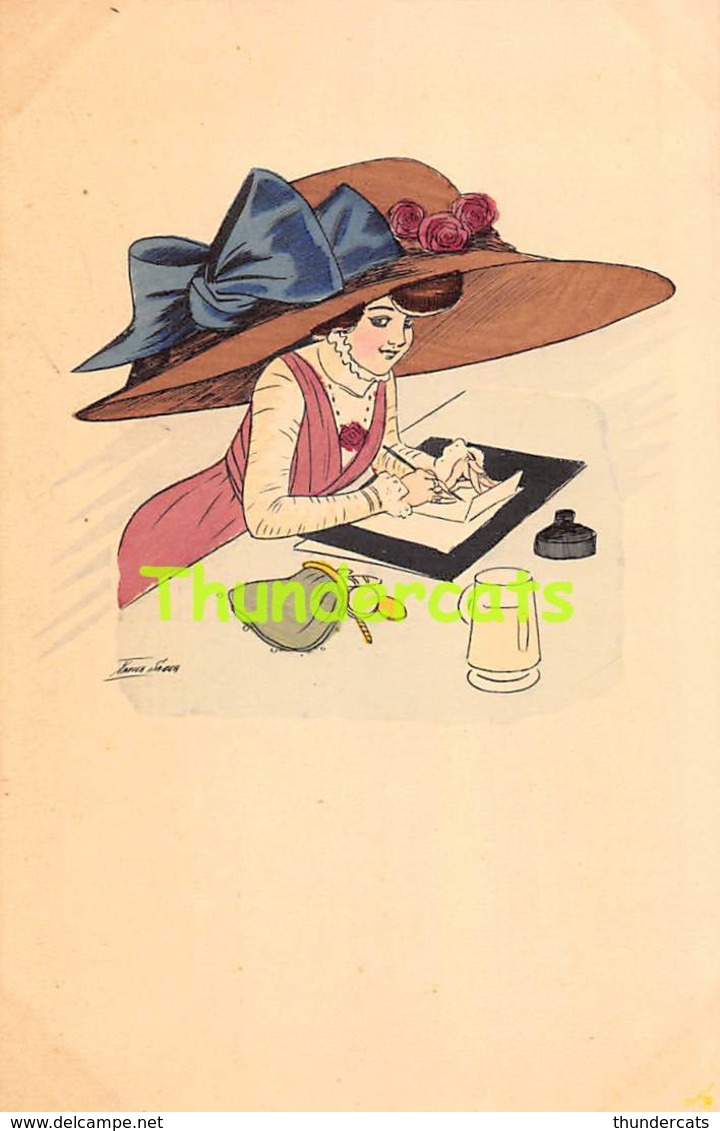 CPA ILLUSTRATEUR XAVIER SAGER FEMME ARTIST SIGNED LADY GRAND CHAPEAU BIG HAT - Sager, Xavier