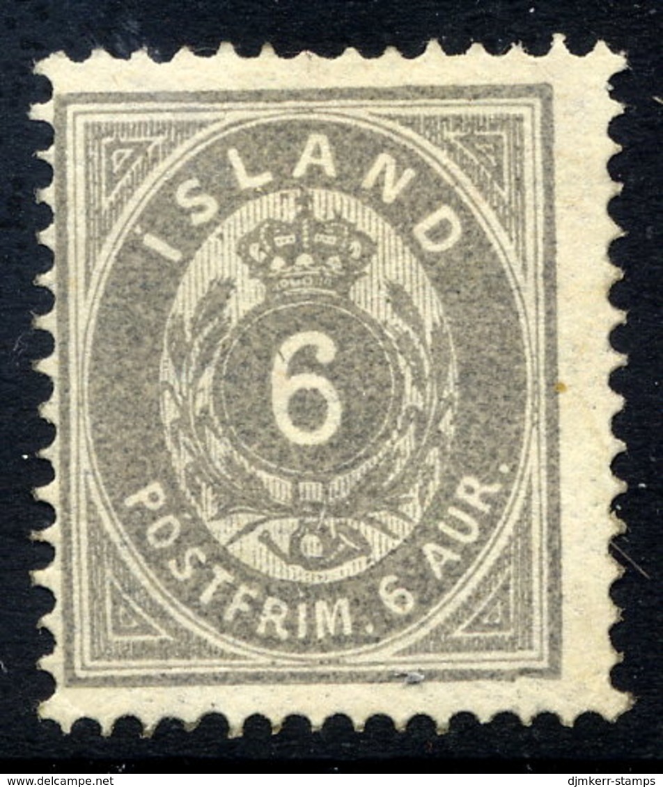 ICELAND 1886 6 Aurar Lilac-grey Perforated 14 X 13½, Fine Unused With Small Part Gum. Michel 7A - Unused Stamps