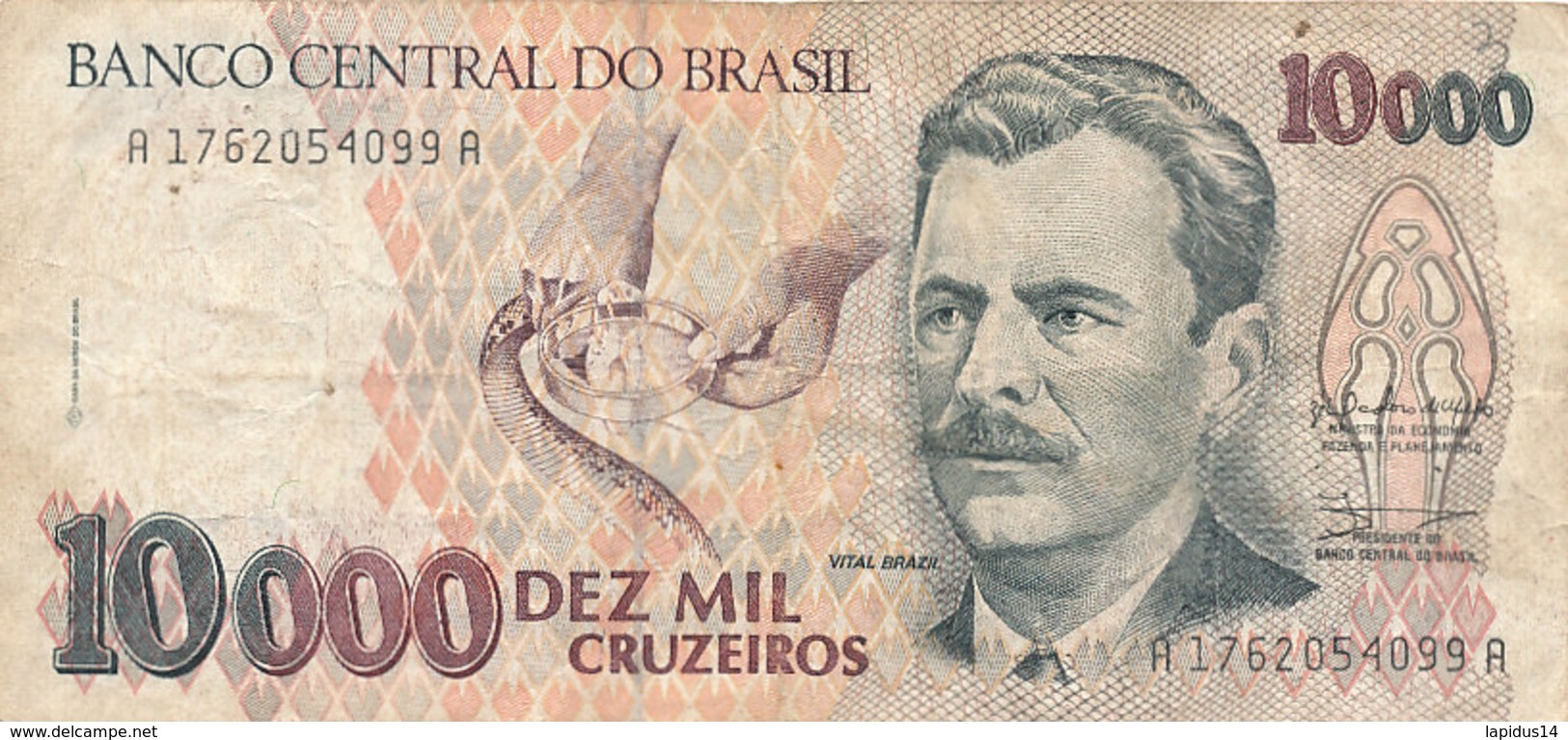 BILLET -   BRESIL  BANCO CENTRAL DO BRASIL DEZ  MIL CRUZEIROS - Brazil