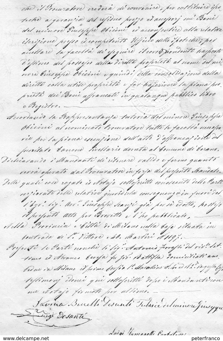 CG - Atto D'acquisto Su Carta Bollata Di Beni In Comune Di Cerano Stipulato A Milano Il 22/1/1861 - Manuscripten