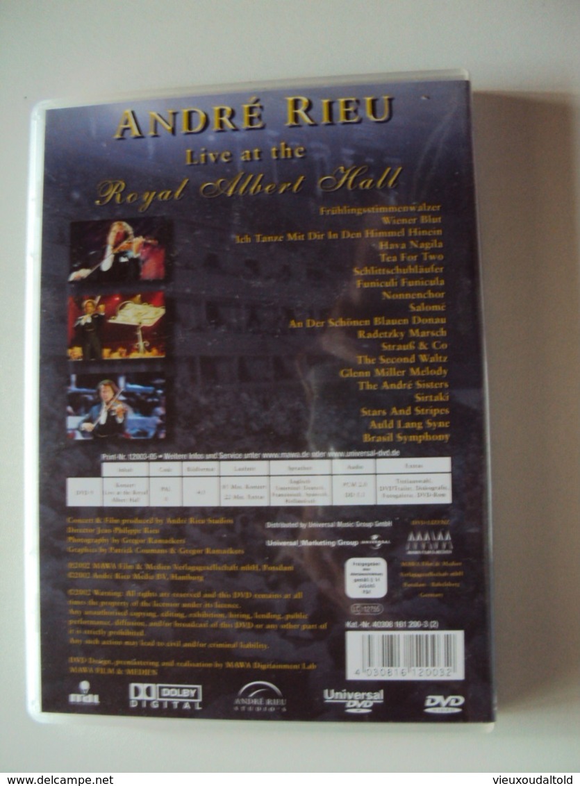 ANDRÉ  RIEU   Live At The ROYAL ALBERT HALL - Concert Et Musique
