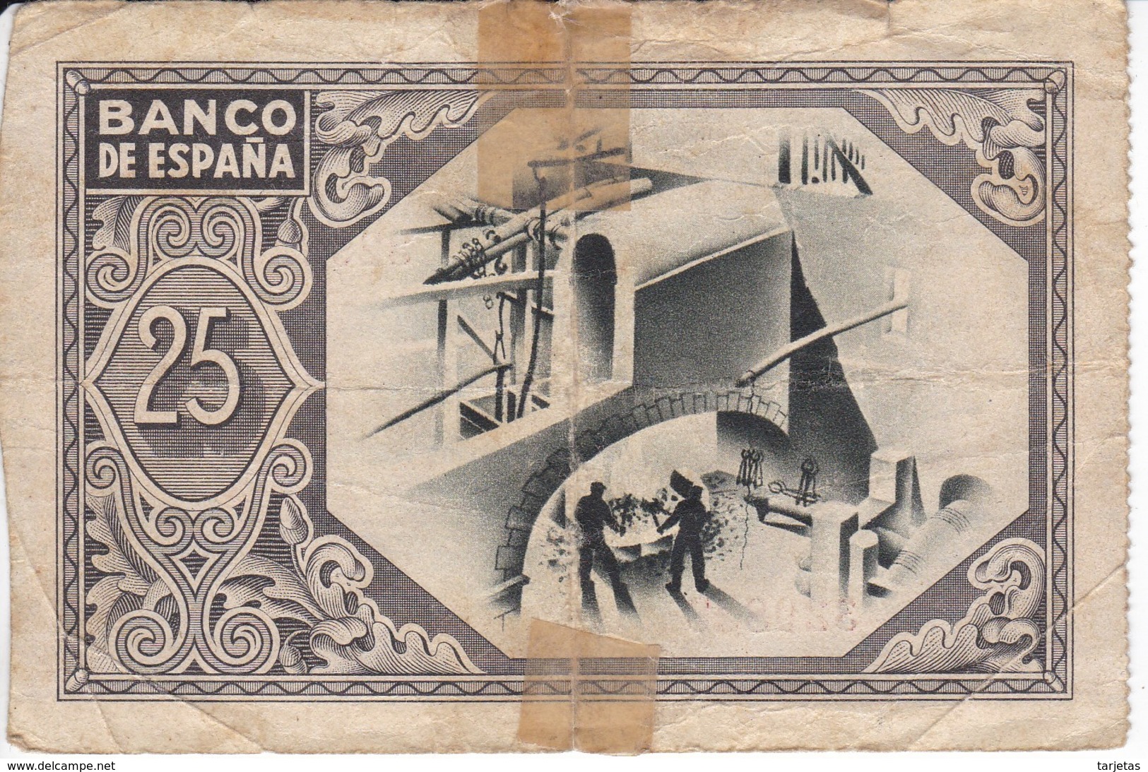 BILLETE DE ESPAÑA 25 PTAS DEL BANCO DE BILBAO 1937 - FIRMA CAJA AHORROS VIZCAINA (BANKNOTE) - 25 Pesetas