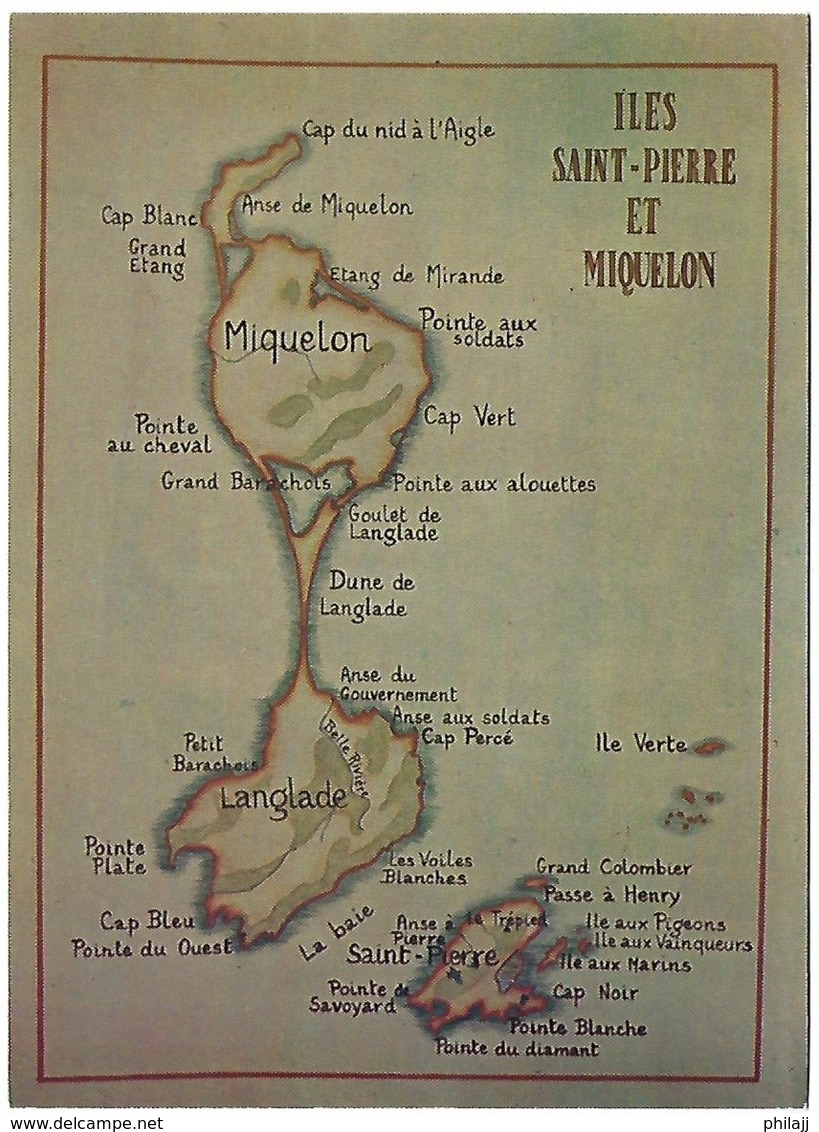 SAINT PIERRE ET MIQUELON Carte Des Iles - Saint-Pierre-et-Miquelon