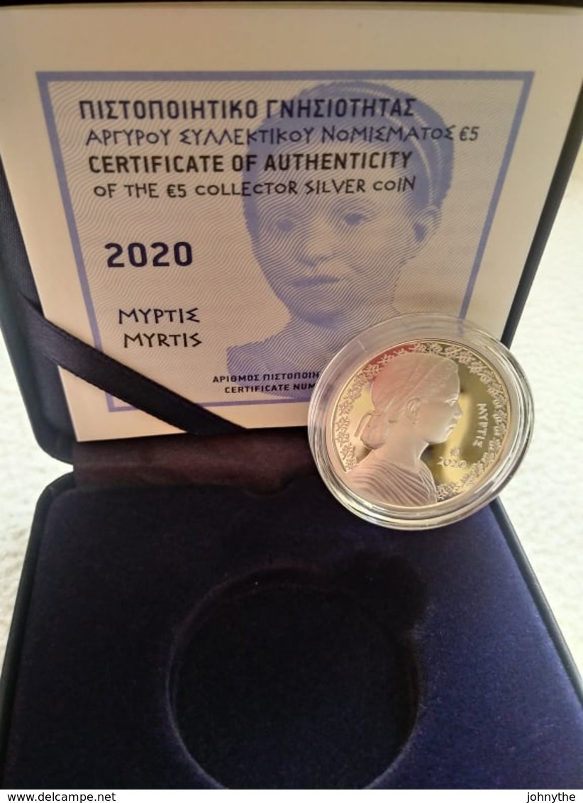 GREECE 2020 Myrtis Silver Coin With Box And Certificate - Greece