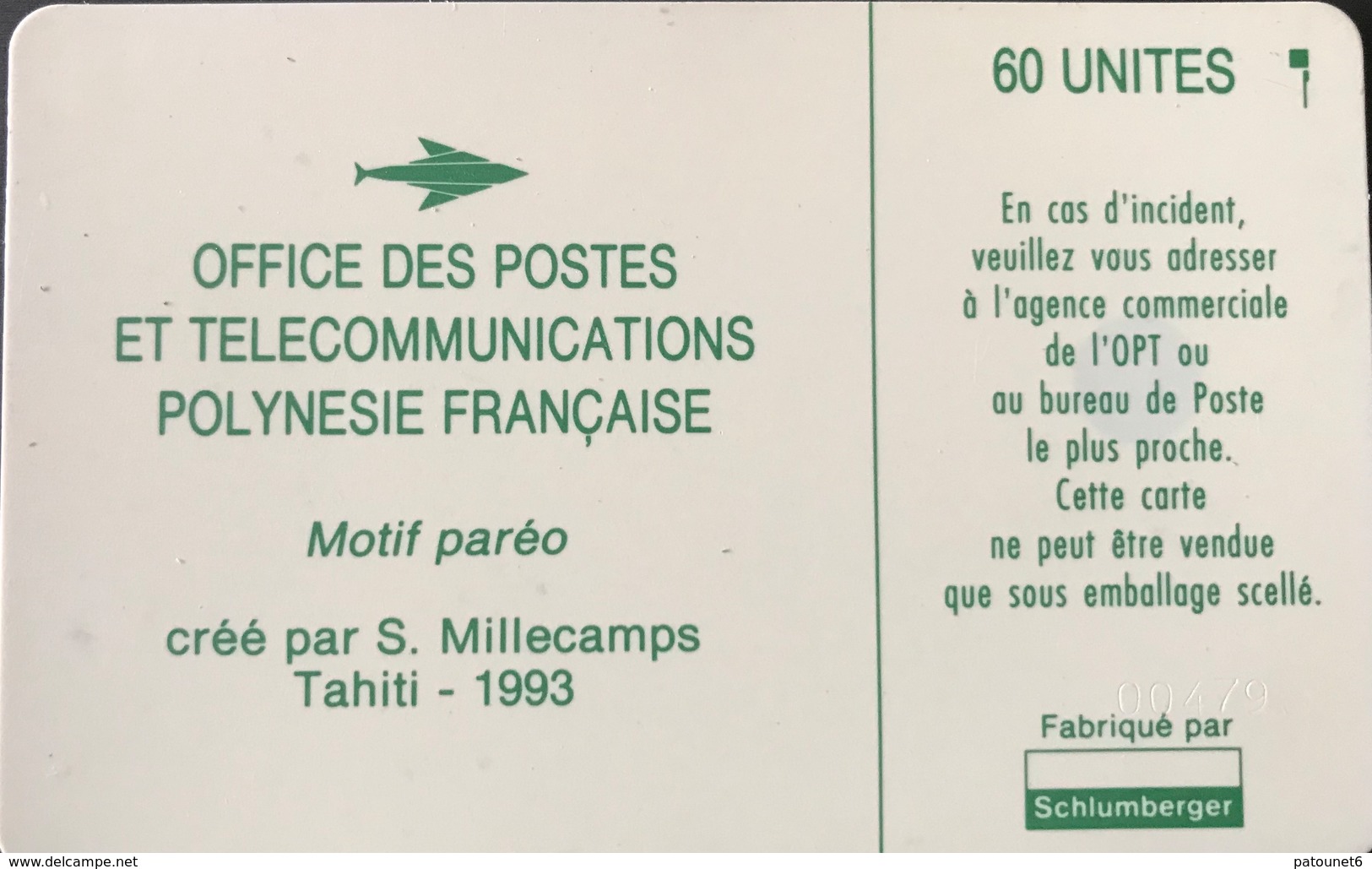 POLYNESIE FRANCAISE  -  PhoneCard  - Paréo Vert  -  60 Unités  -  PF 18 - Französisch-Polynesien