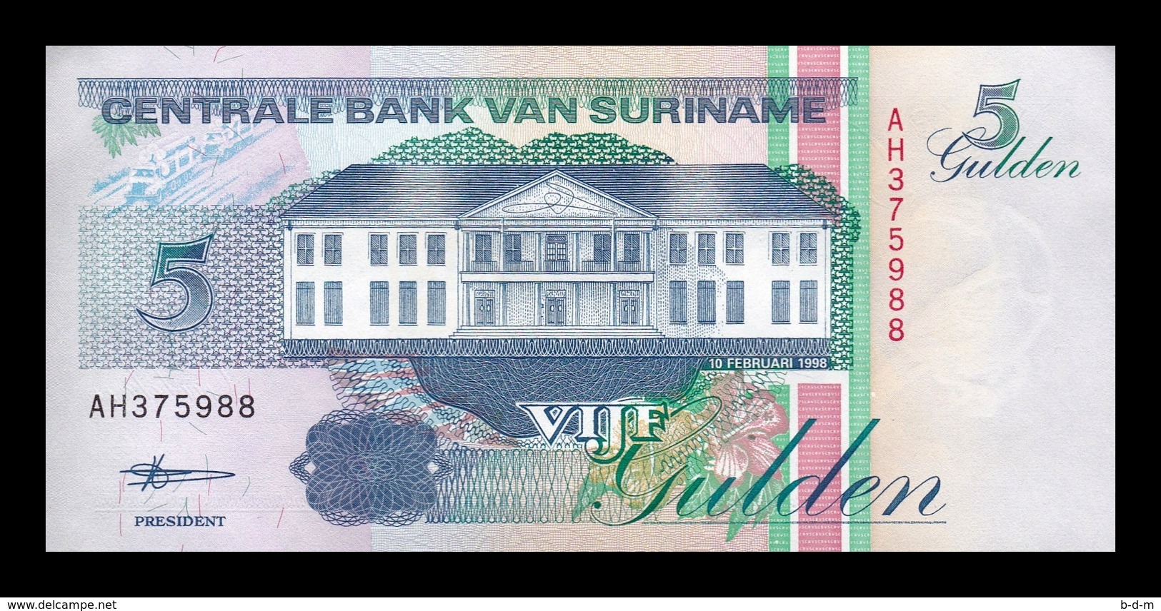 Surinam Suriname 5 Gulden 1998 Pick 136b SC UNC - Surinam