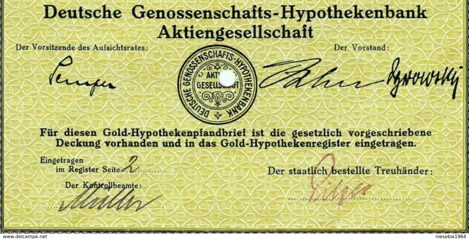 8% Hypothekenpfandbrief 1000 Gold Mark - Berlin 1924 - Weimar Republic Nr 0322 - Vintage Germany stock bond