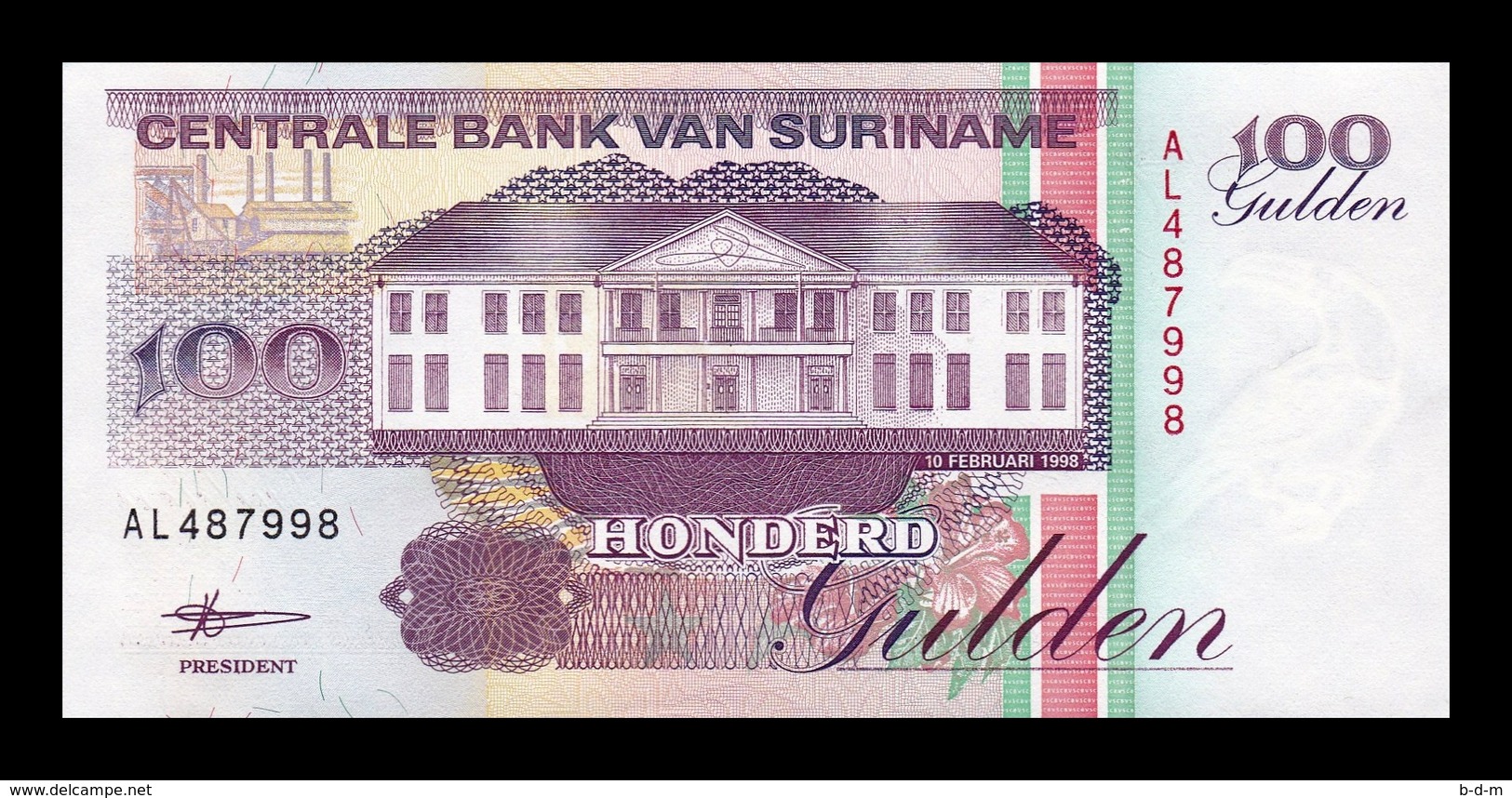 Surinam Suriname 100 Gulden 1998 Pick 139b SC UNC - Suriname