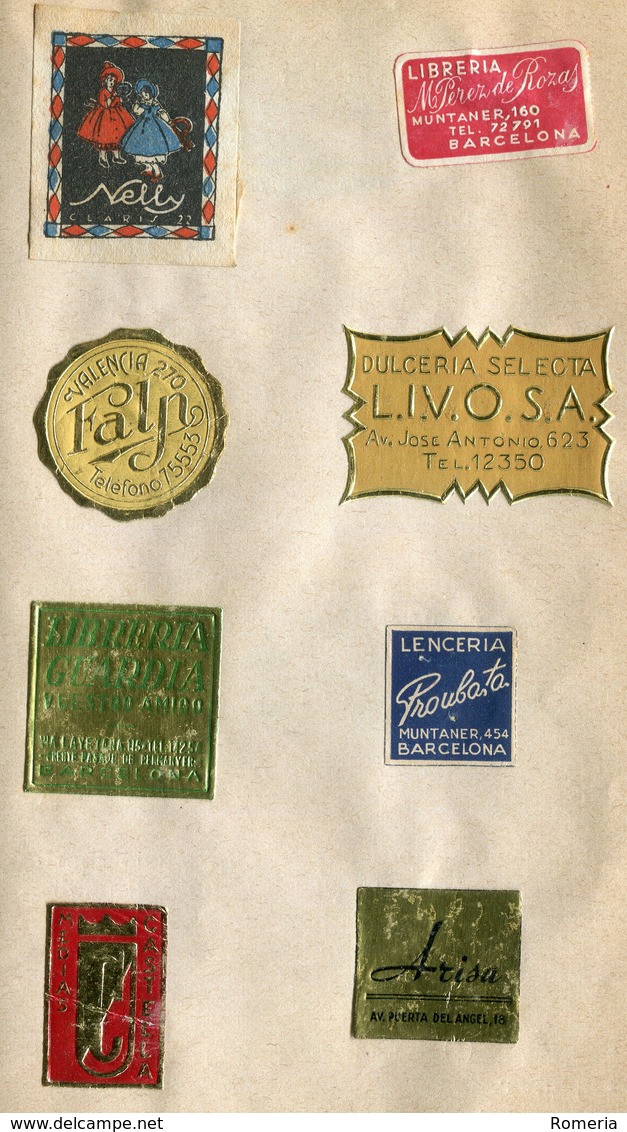 Spectaculaire collection d'étiquettes Années 1930 à 1950 - Barcelone et Madrid - 123 pages 585 étiquettes -