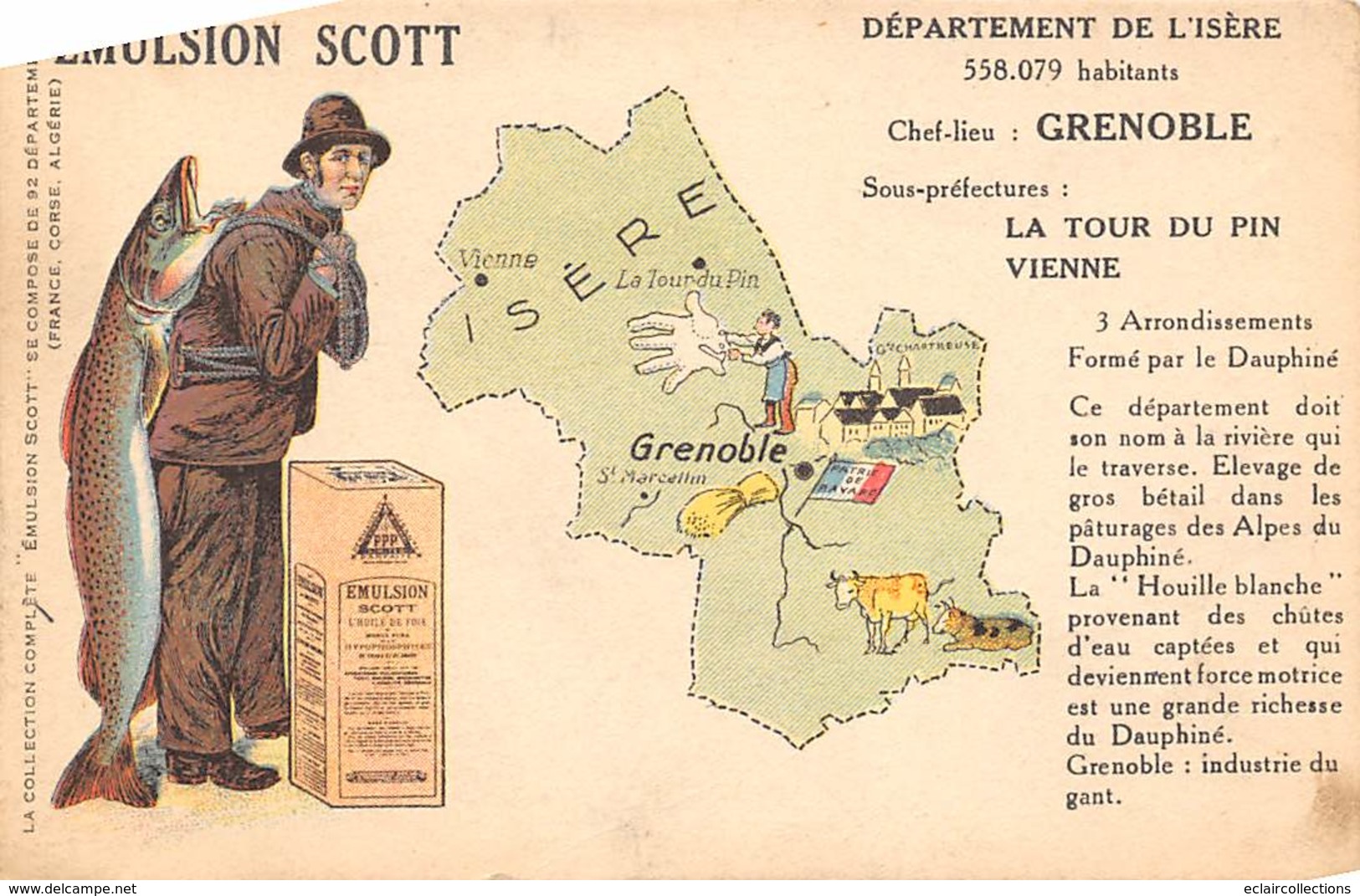 Non Classé        38         Emulsion Scott.  Carte Du Département   (voir Scan) - Andere & Zonder Classificatie