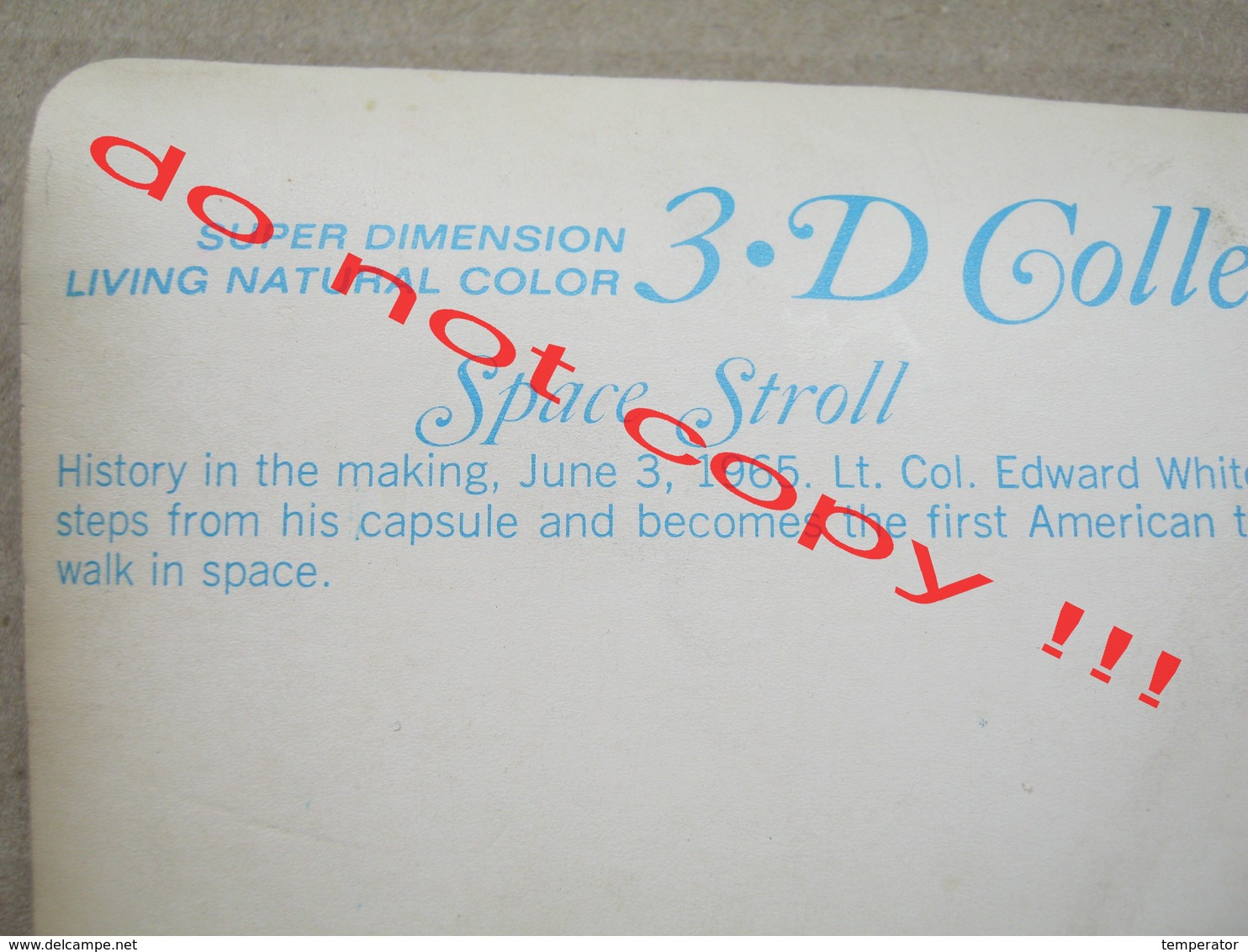 3D Postcard - History In The Making 1965 Lt. Col. Edwaerd White 1st American To Walk In Space - Spazio