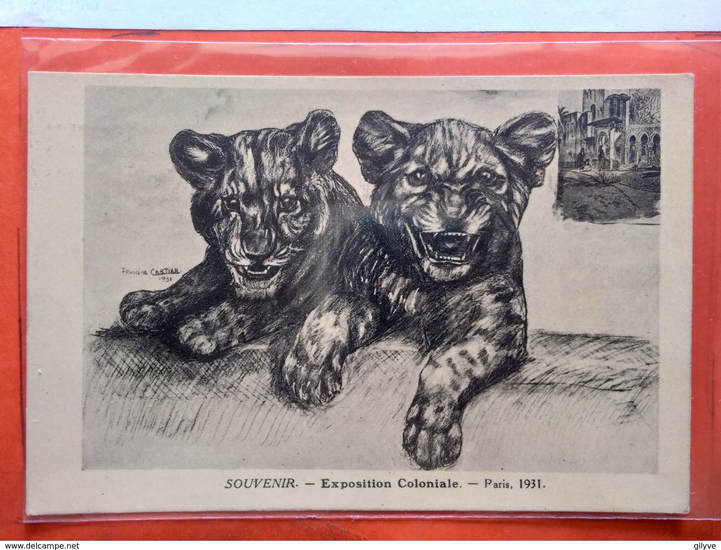 CPA.Exposition Coloniale De Paris 1931. Lions. Signé Francine Cartier.  (D1.261) - Exhibitions