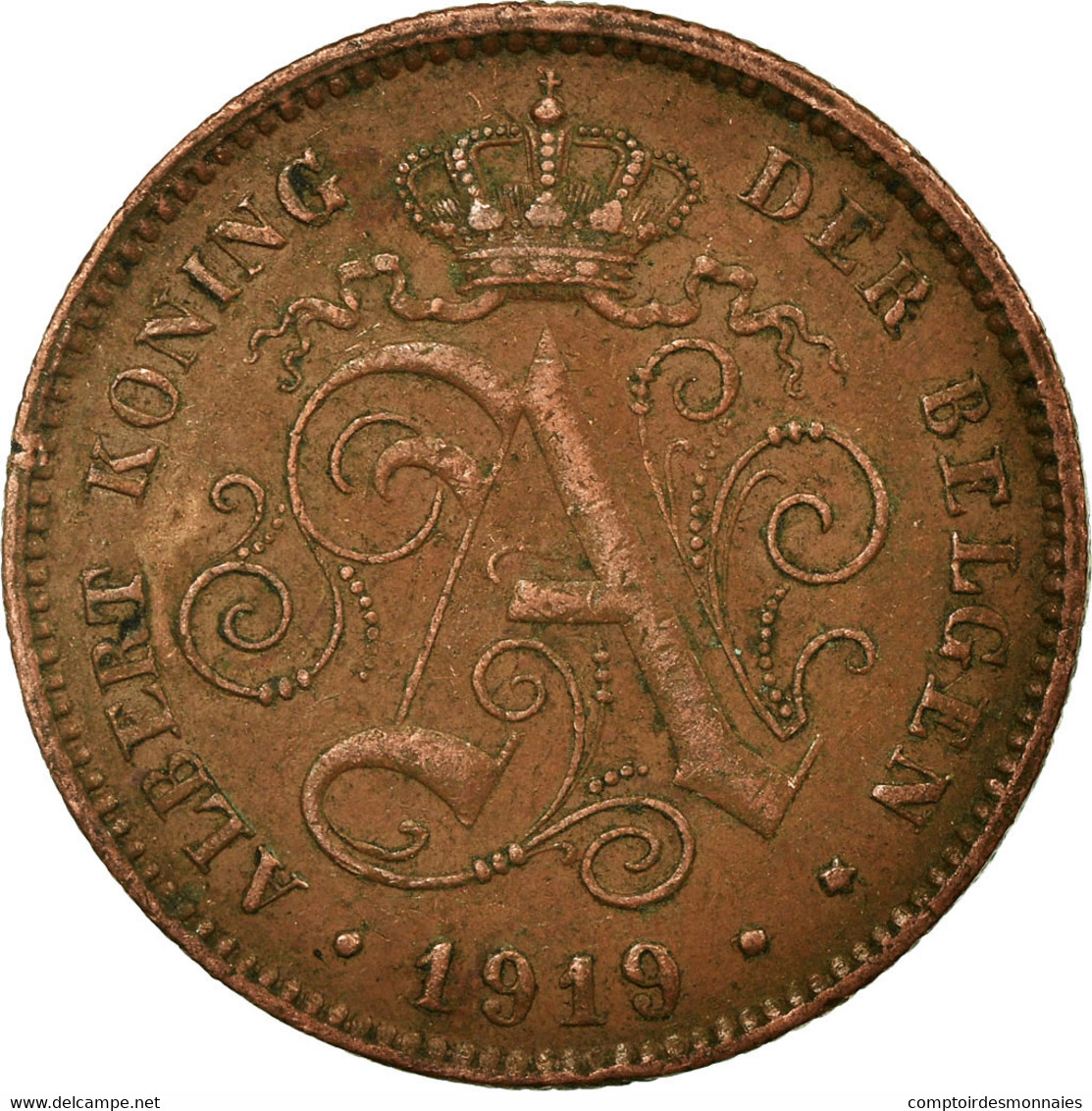 Monnaie, Belgique, Albert I, 2 Centimes, 1919, TTB, Cuivre, KM:65 - 2 Cents
