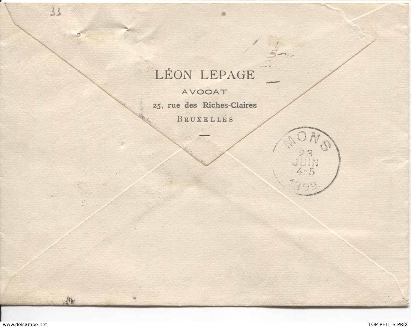 REF1232/ TP 57-61 FB S/L.Recommandée C.BXL 3 22 JUIN 19-20 1899 > Mons C.d'arrivée + Léon Lepage Avocat - 1893-1900 Fine Barbe