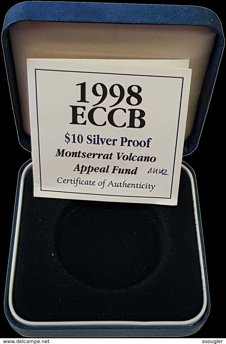 EAST CARIBBEAN STATES 10 DOLLARS 1998 SILVER PROOF Montserrat Volcano Appeal Fund" Free Shipping Via Registered Air Mail - Ostkaribischer Staaten