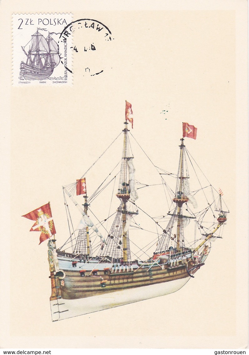 Carte Maximum  Ship Bateau Pologne Voilier - Cartes Maximum