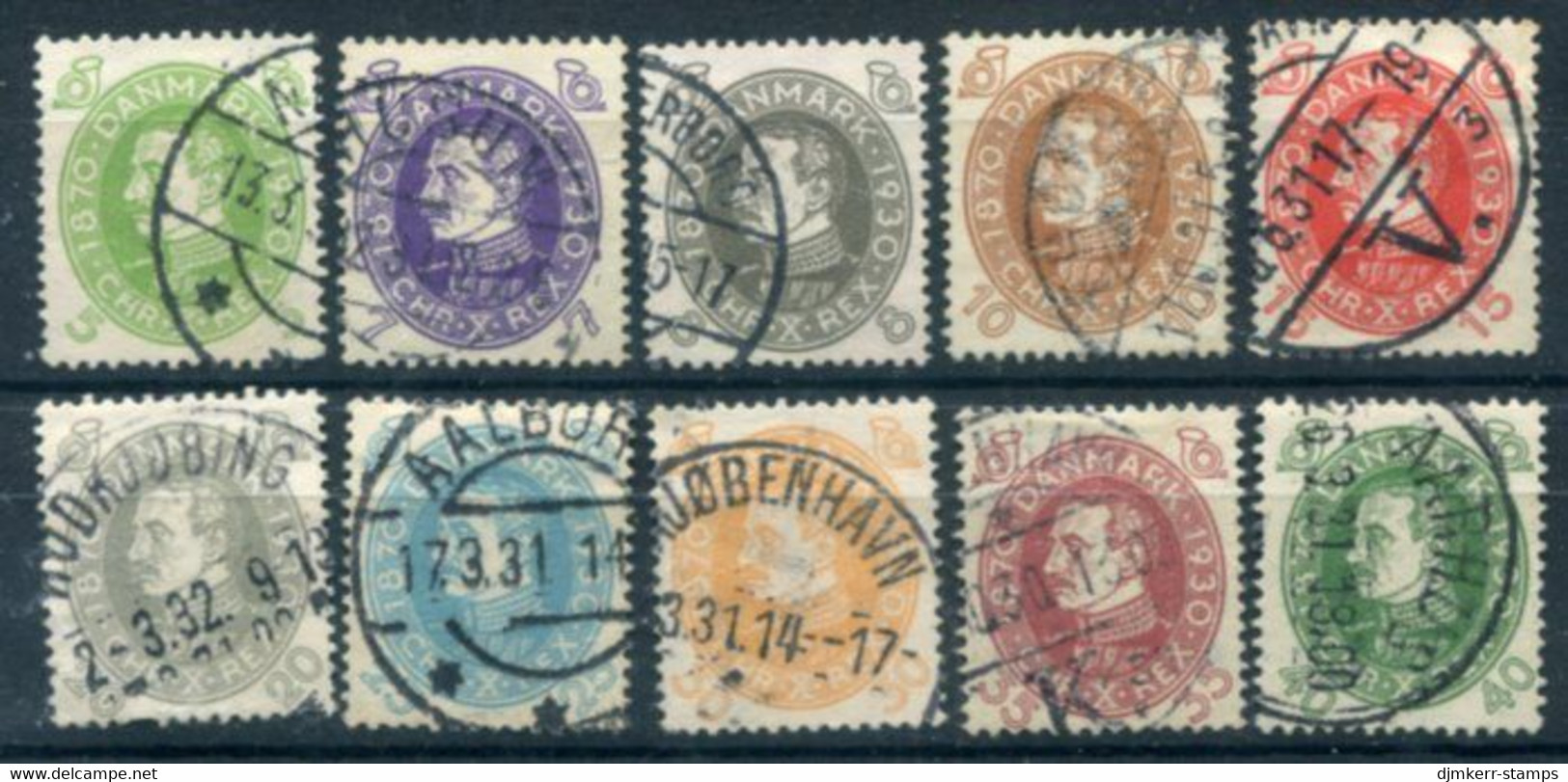 DENMARK 1930 King's 60th Birthday Set Used. Michel 185-94, Facit 246-55 - Gebruikt