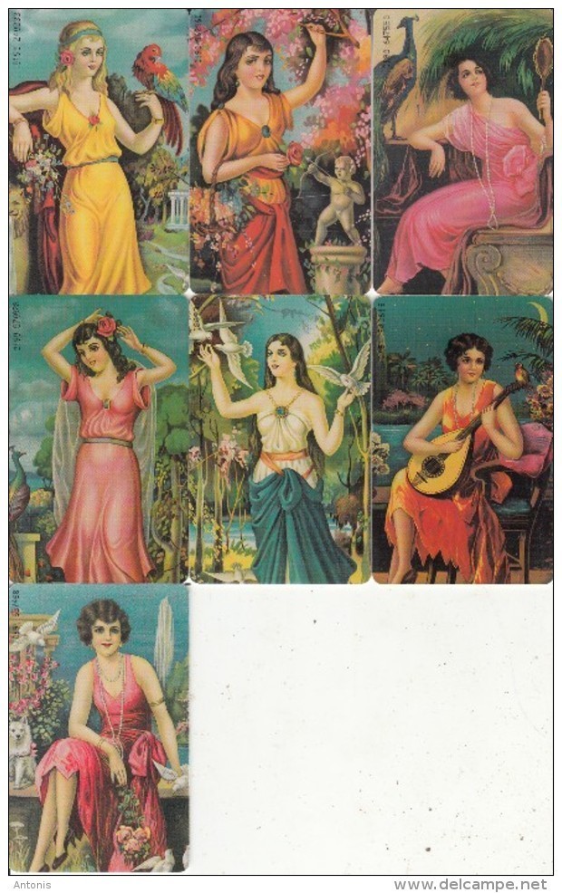 GREECE(chip) - Set Of 7 Cards, Painting/Folk Art, 01/00, Used - Colecciones