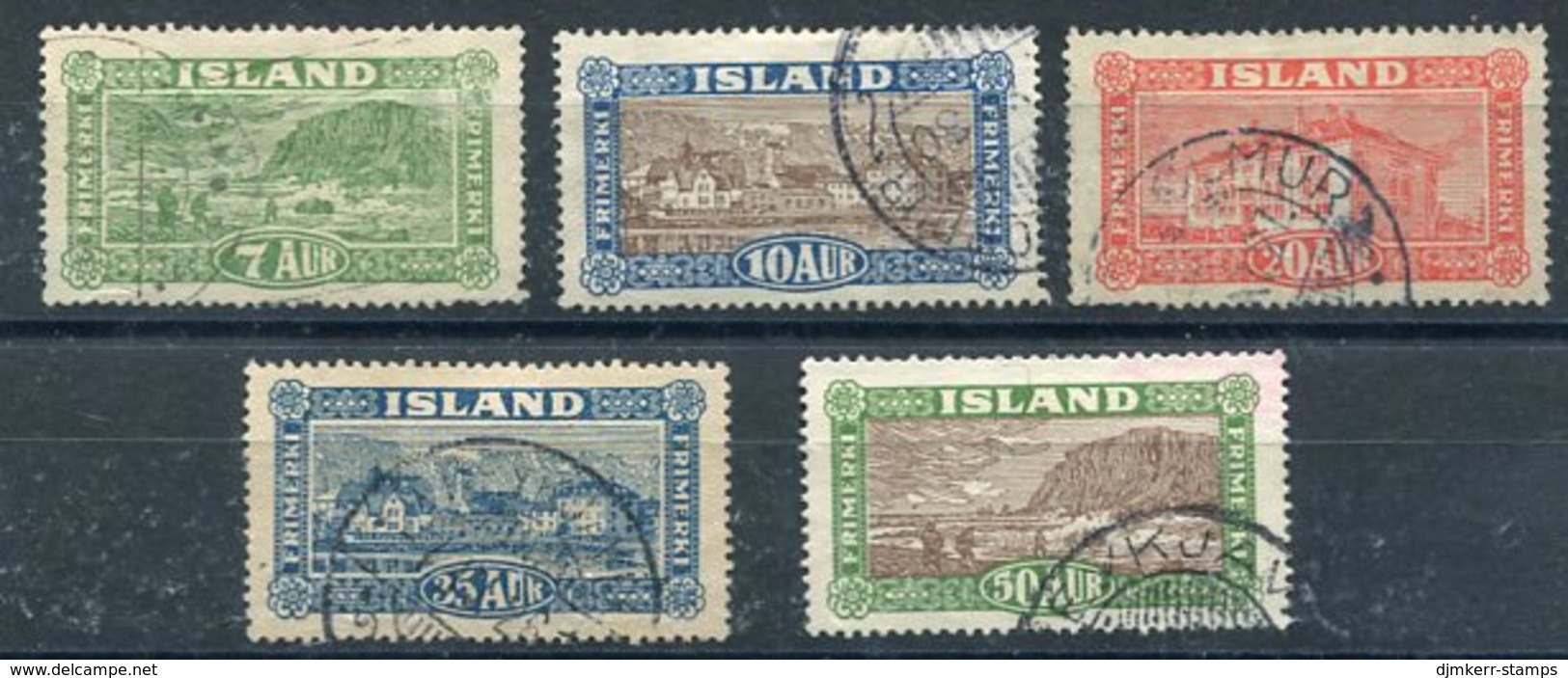 ICELAND 1925 Views  Definitive, Used.  Michel 114-18 - Usati