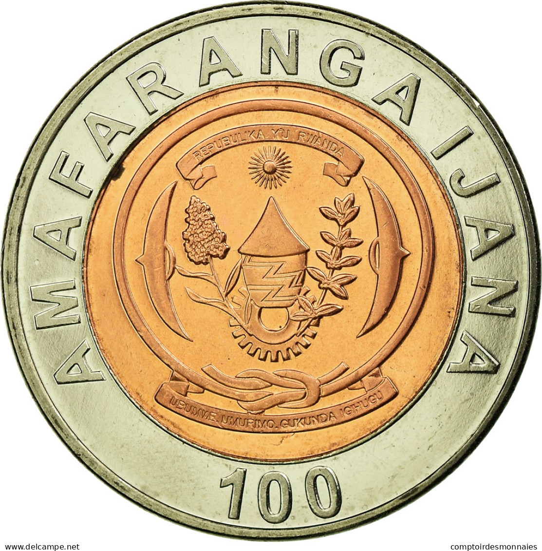 Monnaie, Rwanda, 100 Francs, 2007, British Royal Mint, TTB, Bi-Metallic, KM:32 - Rwanda