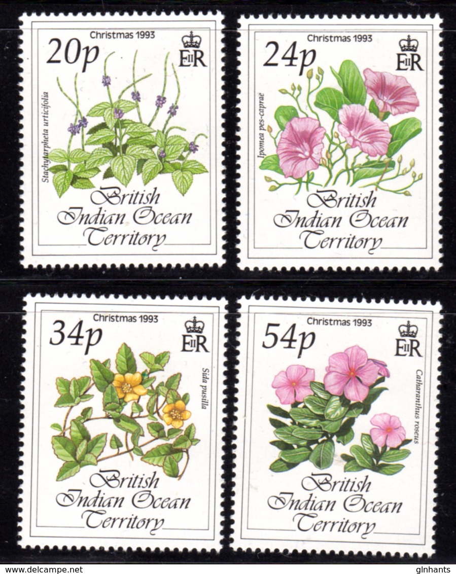 BRITISH INDIAN OCEAN TERRITORIES BIOT - 1993 CHRISTMAS FLOWERS SET (4V) GOOD MOUNTED MINT MM * SG 141-144 - British Indian Ocean Territory (BIOT)