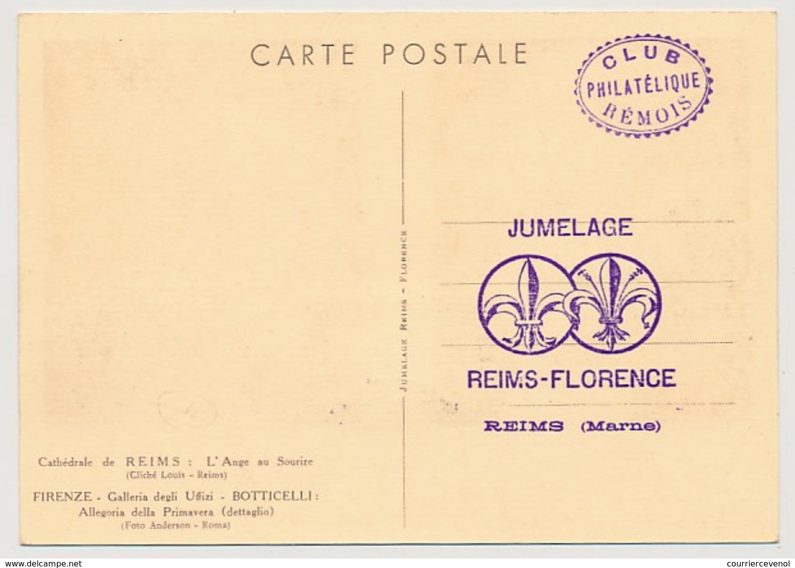 FRANCE - Carte Maximum - 12F Jumelage Reims Florence - REIMS - 5 Mai 1956 - 1950-1959