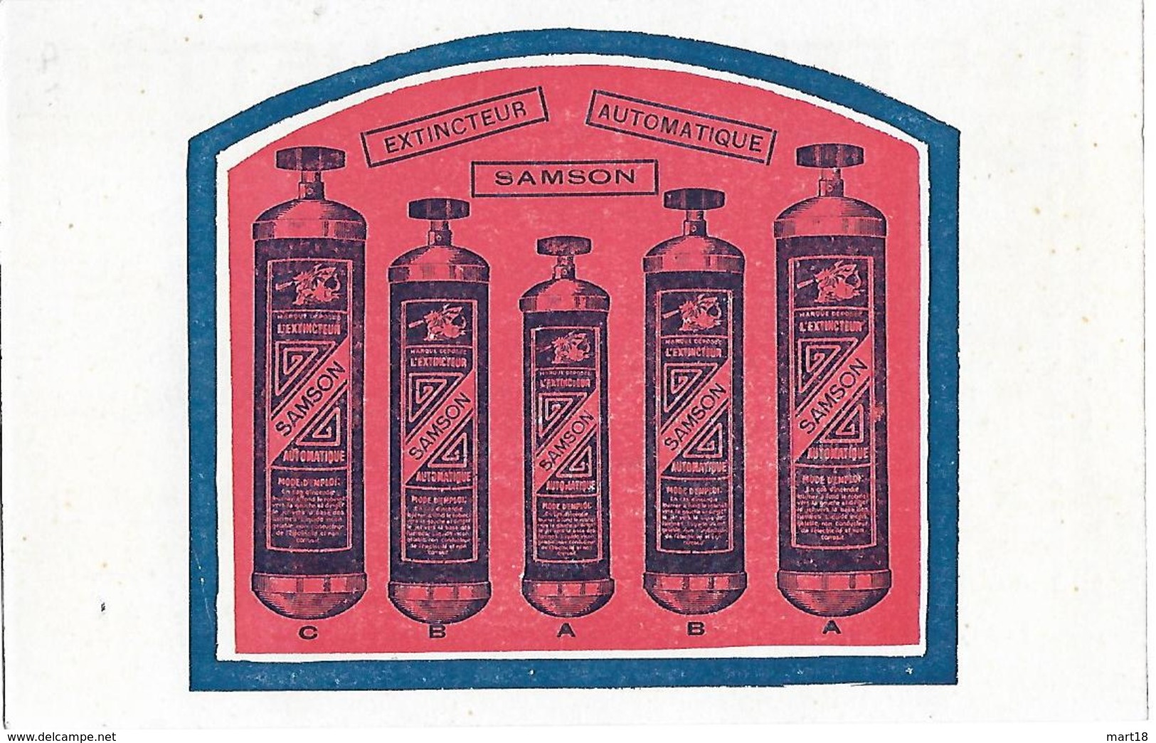 Carte Publicitaire - Extincteur SAMSON - 1930 / 1960 - Feu Pompier ... - Feuerwehr