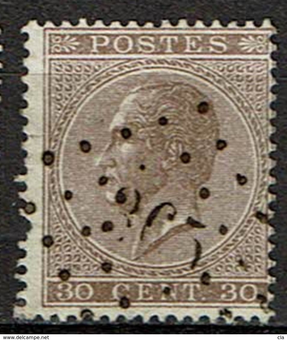 19A  Obl  LP  365  Trooz  + 25  1 Dent Courte - 1865-1866 Profiel Links