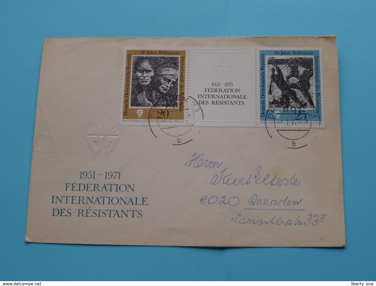 1951 - 1971 Fédération Internationales Des Résistants > 20 Jahre > Anno 1971 > Dresden ( See/zie/voir Photo ) ! - Enveloppes - Oblitérées