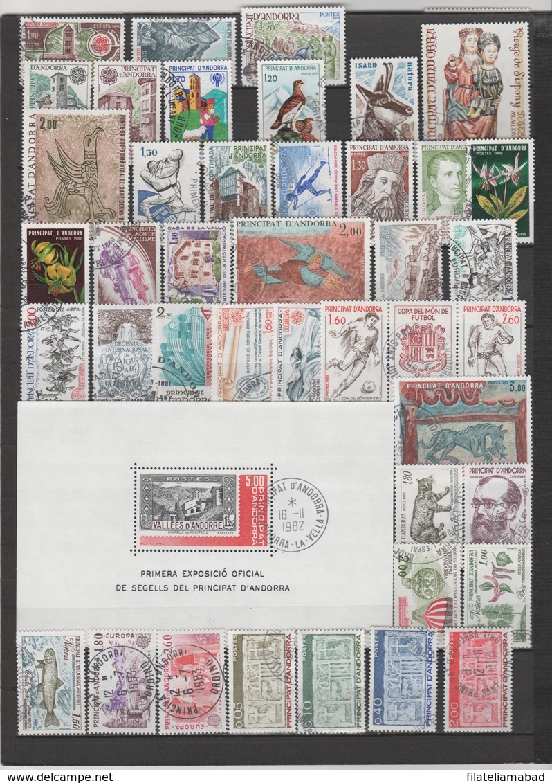 ANDORRA CORREO FRANCES LOTE DE 101 SELLOS USADOS O CON MATASELLOS PRIMER DÍA (S.6.) - Used Stamps