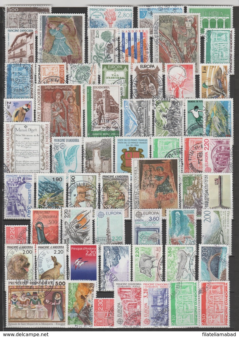 ANDORRA CORREO FRANCES LOTE DE 101 SELLOS USADOS O CON MATASELLOS PRIMER DÍA (S.6.) - Used Stamps