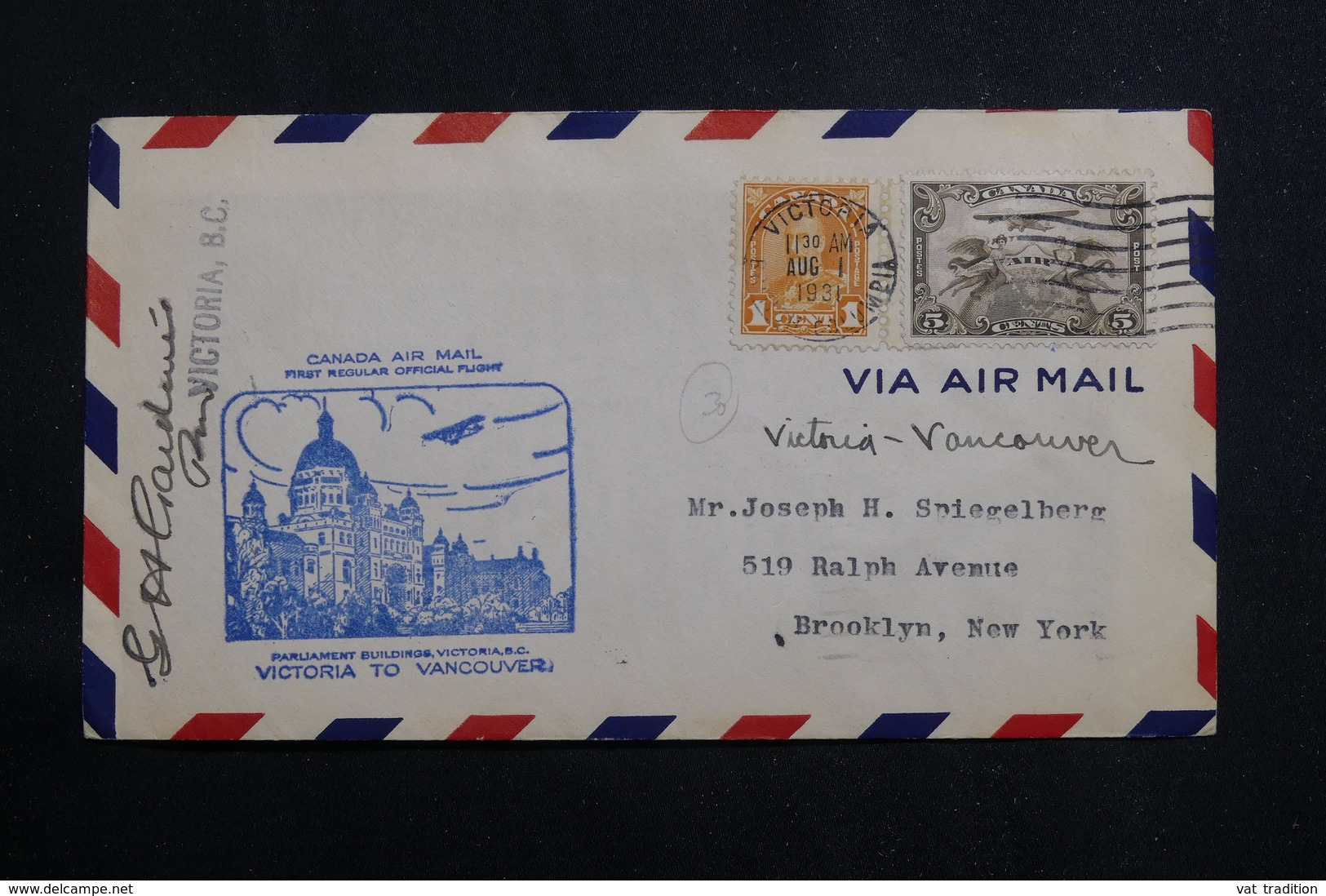 CANADA - Enveloppe 1er Vol Victoria / Vancouver En 1931, Affranchissement Plaisant - L 61019 - Brieven En Documenten