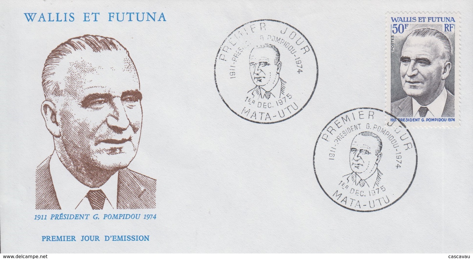 Enveloppe   FDC  1er  Jour     WALLIS  Et  FUTUNA    Président   POMPIDOU   1975 - FDC