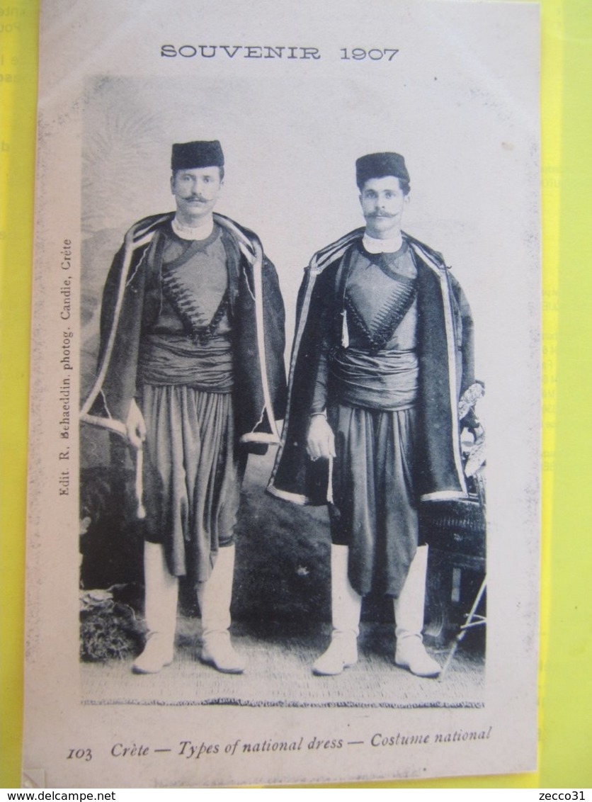 Crète - Types Of National Dress - Costume National     SOUVENIR 1907  TBE - Grèce