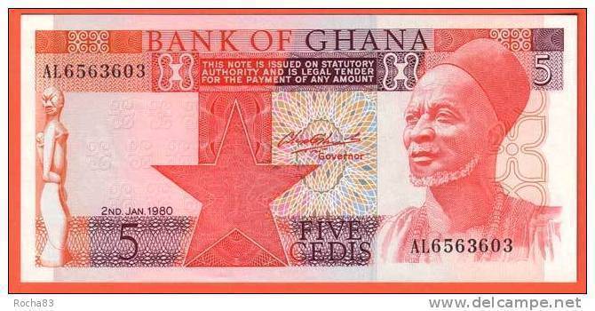 GHANA - 5 Cédis  Du  02 01 1980  - Pick 19 - Ghana