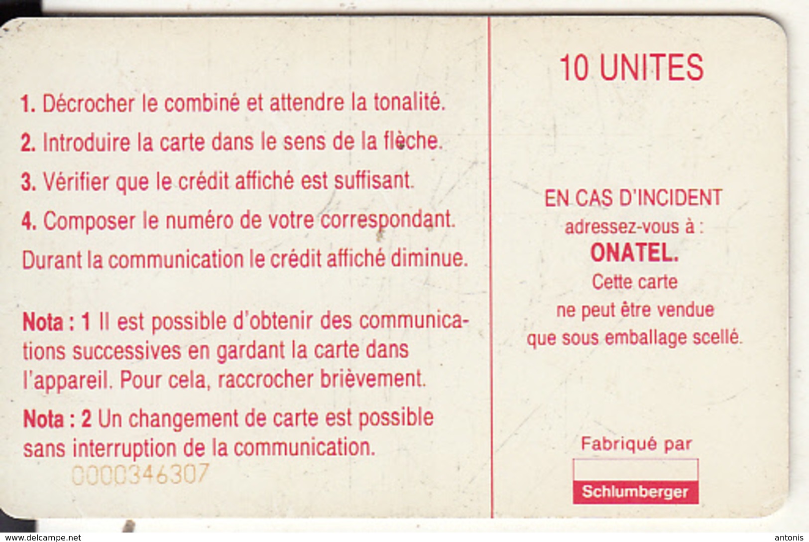 BURKINA FASO - Onatel Logo(red & White) 10 Units, Chip SC7, Red CN : 10 Digits(at Left), Used - Burkina Faso