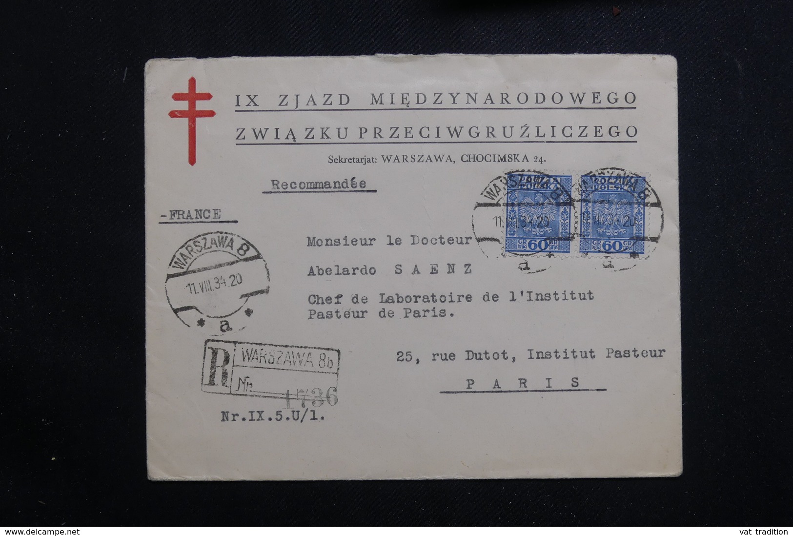 POLOGNE - Enveloppe En Recommandé De Warszawa Pour La France En 1934, Affranchissement Plaisant - L 61092 - Covers & Documents