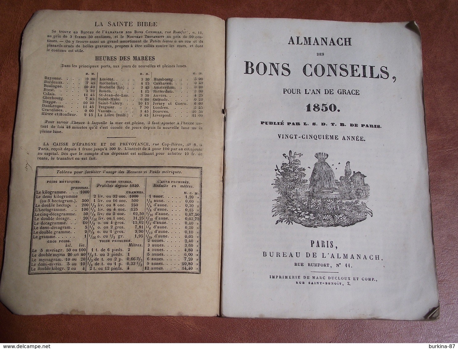 ALMANACH Des Bons Conseils , 1850, Environ 100 Pages - Small : ...-1900