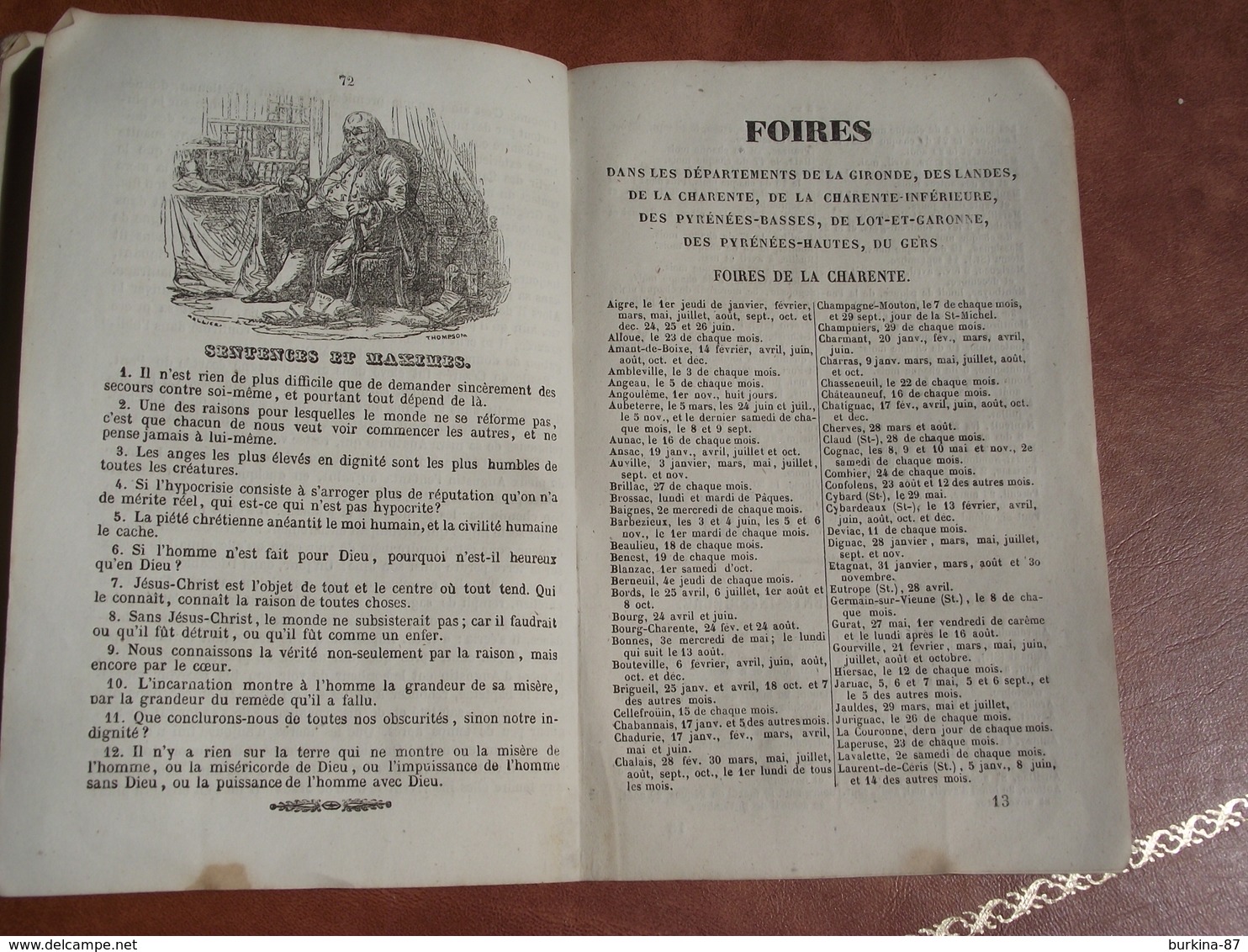 ALMANACH des Bons Conseils , 1850, environ 100 pages