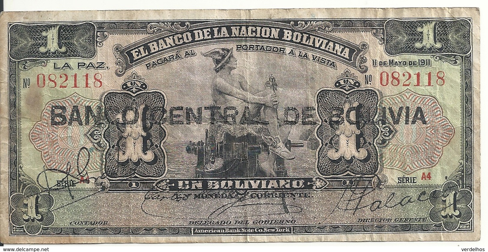 BOLIVIE 1 BOLIVIANO ND1929 VF P 112 - Bolivie